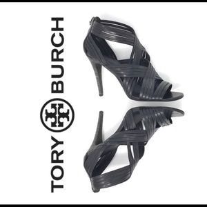 Tory Burch Black Liv Cage Heel Sandals - 7